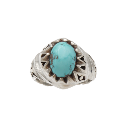 Massiver 925 Silberring mit Türkis aus Nishabur – Handarbeit