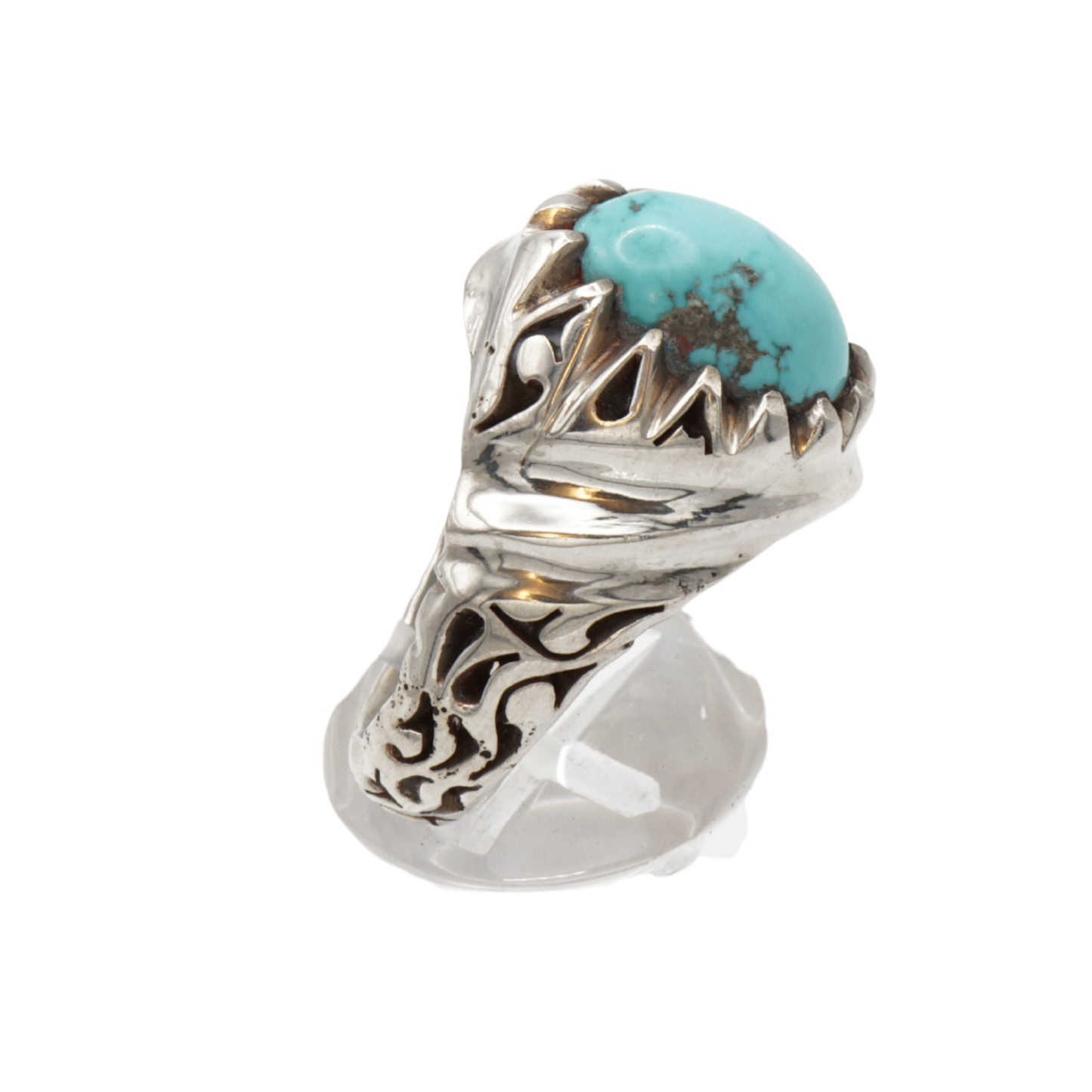 Massiver 925 Silberring mit Türkis aus Nishabur – Handarbeit