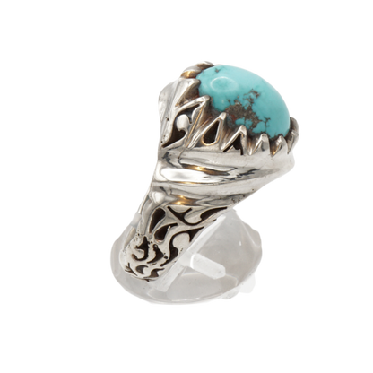 Massiver 925 Silberring mit Türkis aus Nishabur – Handarbeit