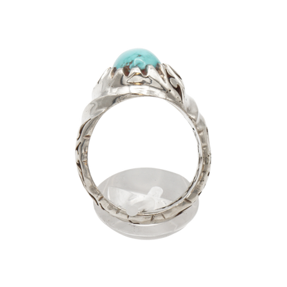 Massiver 925 Silberring mit Türkis aus Nishabur – Handarbeit