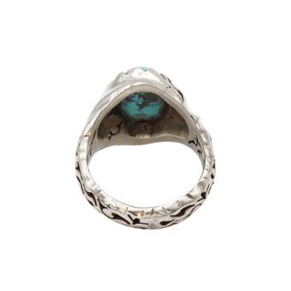 Massiver 925 Silberring mit Türkis aus Nishabur – Handarbeit