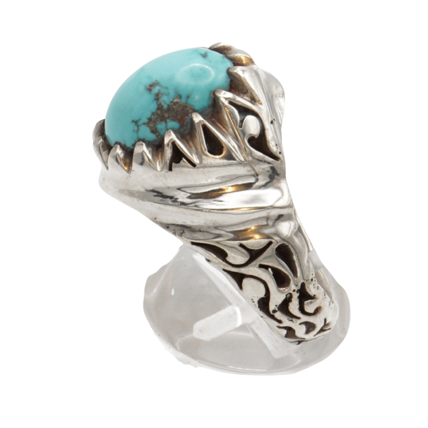 Massiver 925 Silberring mit Türkis aus Nishabur – Handarbeit