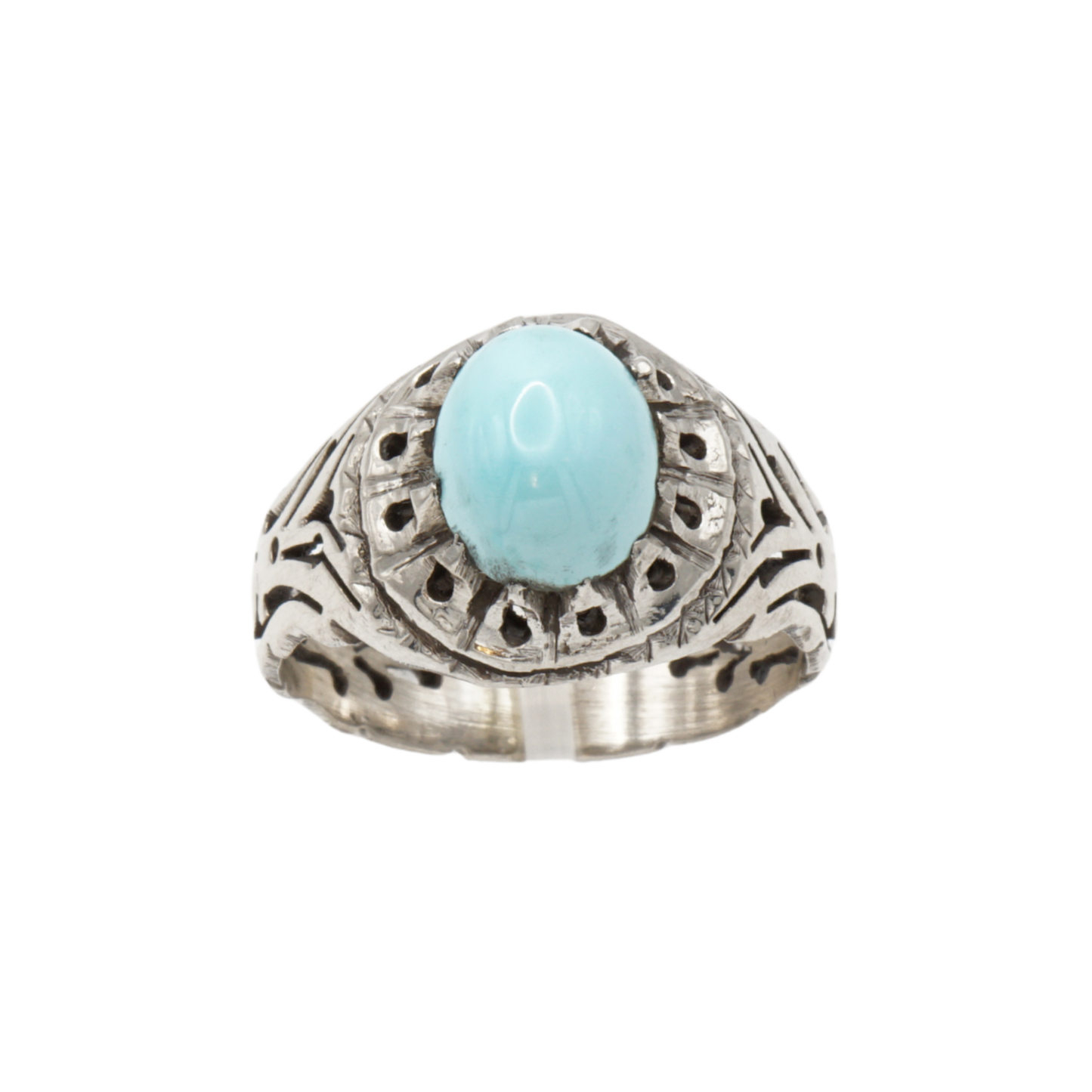 925 Silberring mit Türkis aus Nishabur – Handarbeit