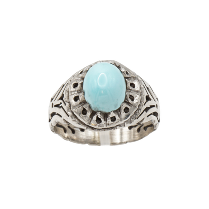 925 Silberring mit Türkis aus Nishabur – Handarbeit