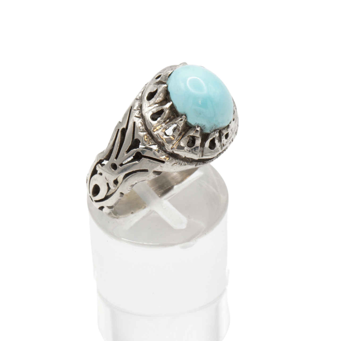 925 Silberring mit Türkis aus Nishabur – Handarbeit