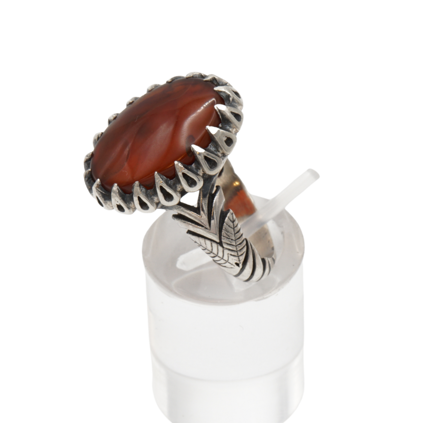 925 Silber Herren Aqeeq Ring Yamani - Jemen-Achat  - Handarbeit - Massiv