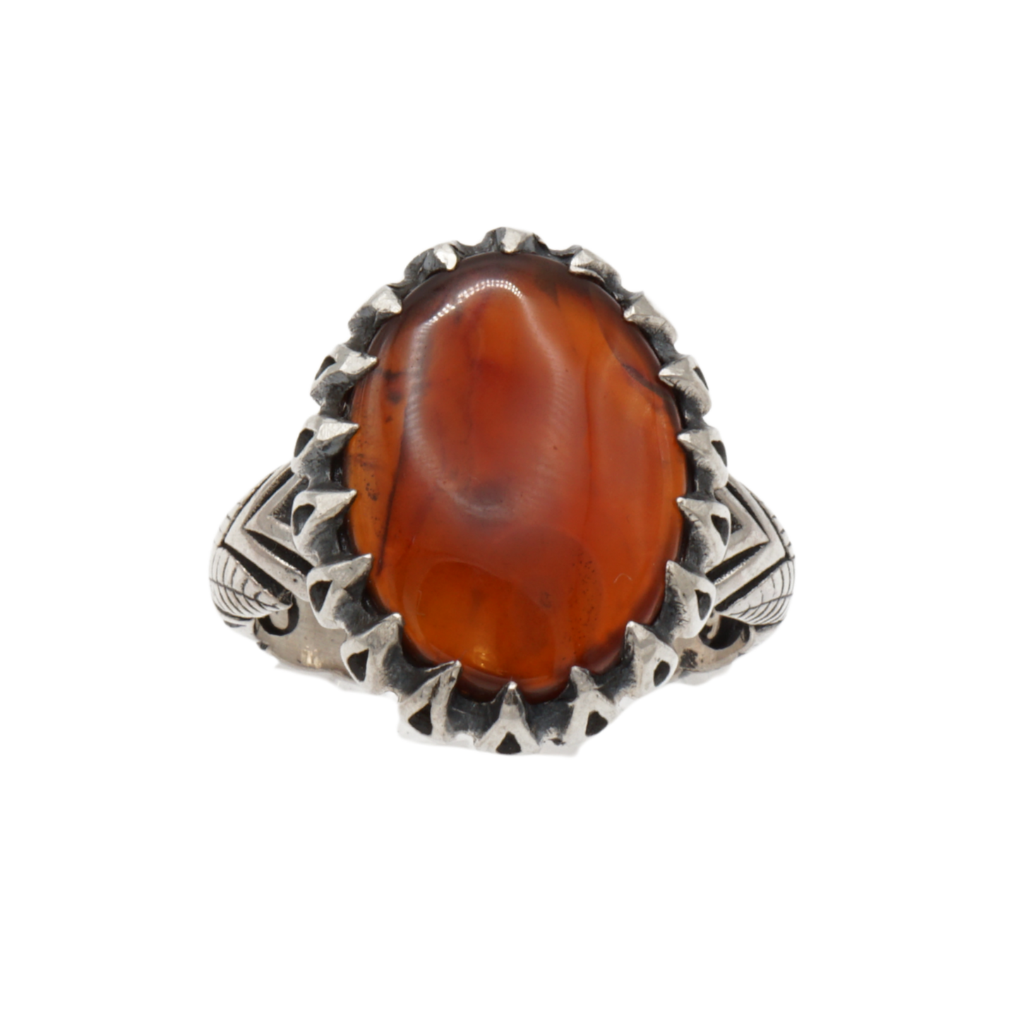 925 Silber Herren Aqeeq Ring Yamani - Jemen-Achat  - Handarbeit - Massiv