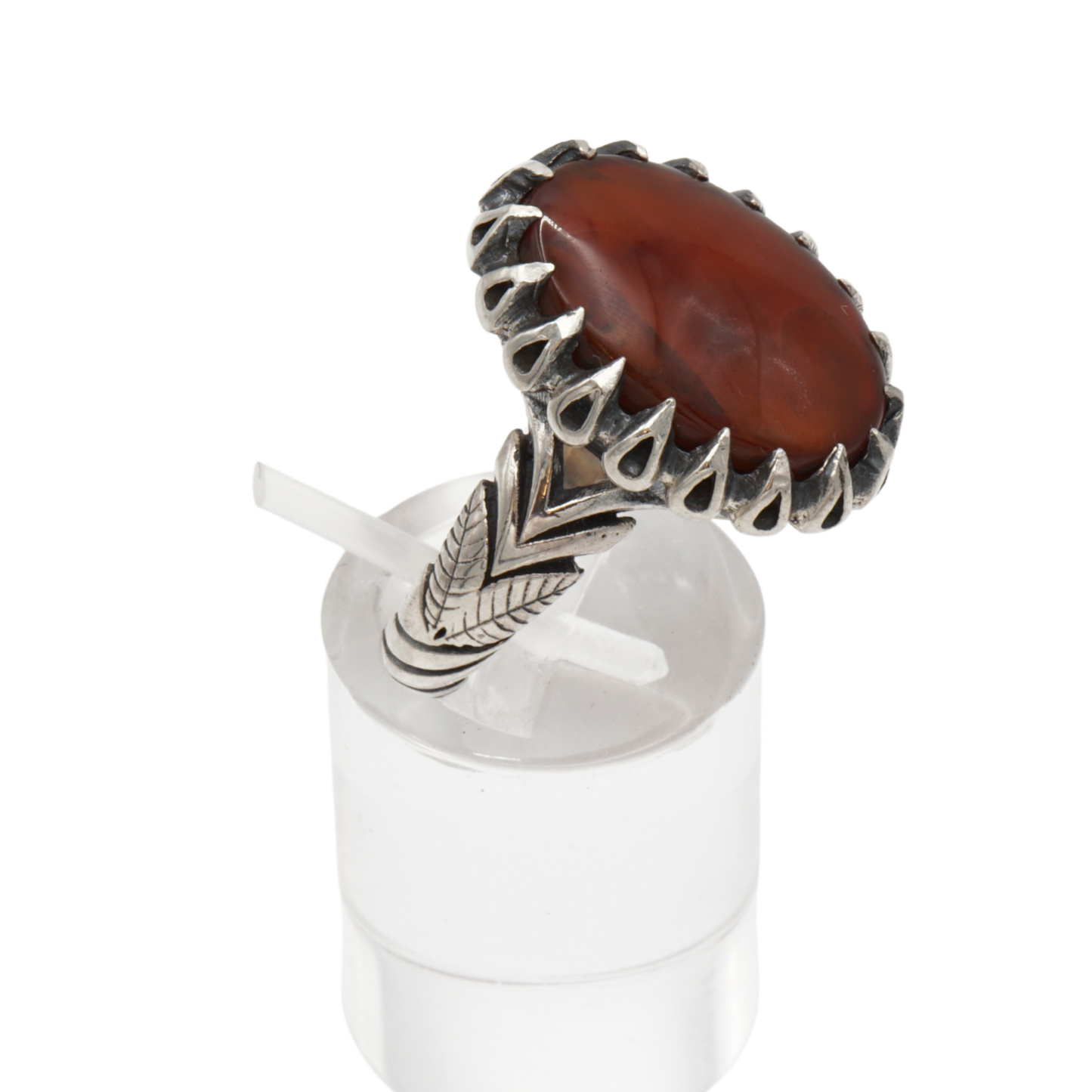 925 Silber Herren Aqeeq Ring Yamani - Jemen-Achat  - Handarbeit - Massiv