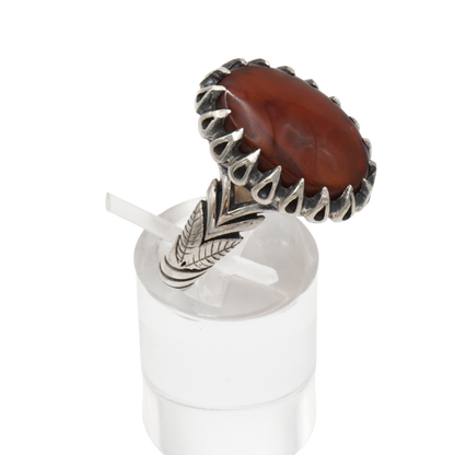 925 Silber Herren Aqeeq Ring Yamani - Jemen-Achat  - Handarbeit - Massiv