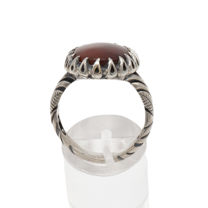 925 Silber Herren Aqeeq Ring Yamani - Jemen-Achat  - Handarbeit - Massiv