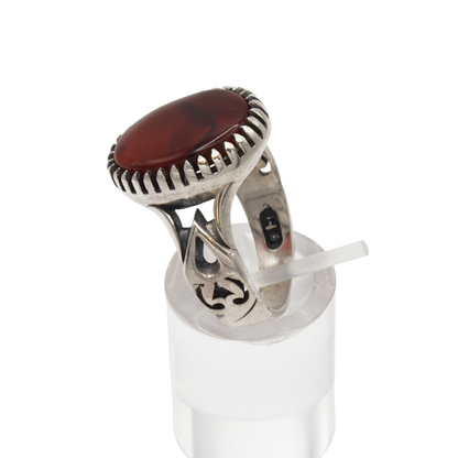 925 Silber Herren Aqeeq Ring Yamani - Jemen-Achat