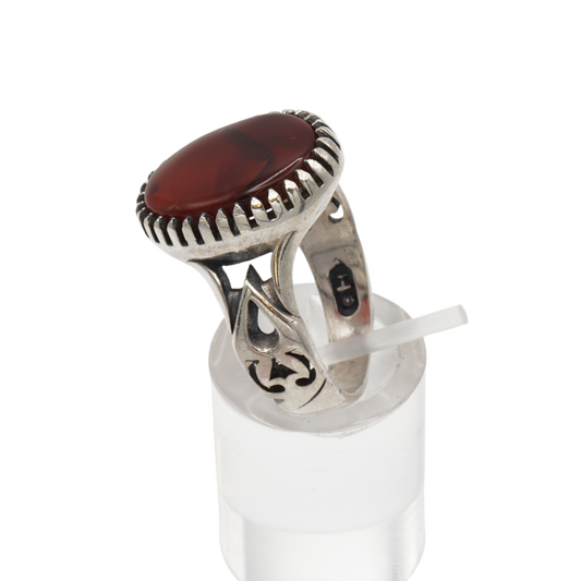 925 Silber Herren Aqeeq Ring Yamani - Jemen-Achat