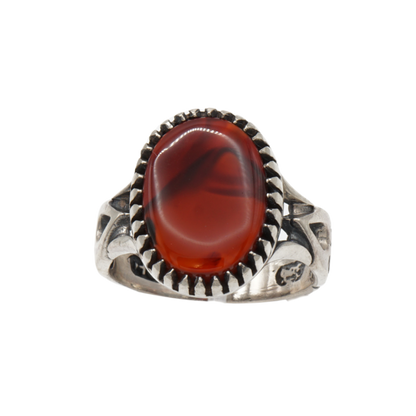 925 Silber Herren Aqeeq Ring Yamani - Jemen-Achat