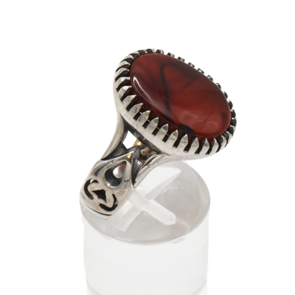 925 Silber Herren Aqeeq Ring Yamani - Jemen-Achat