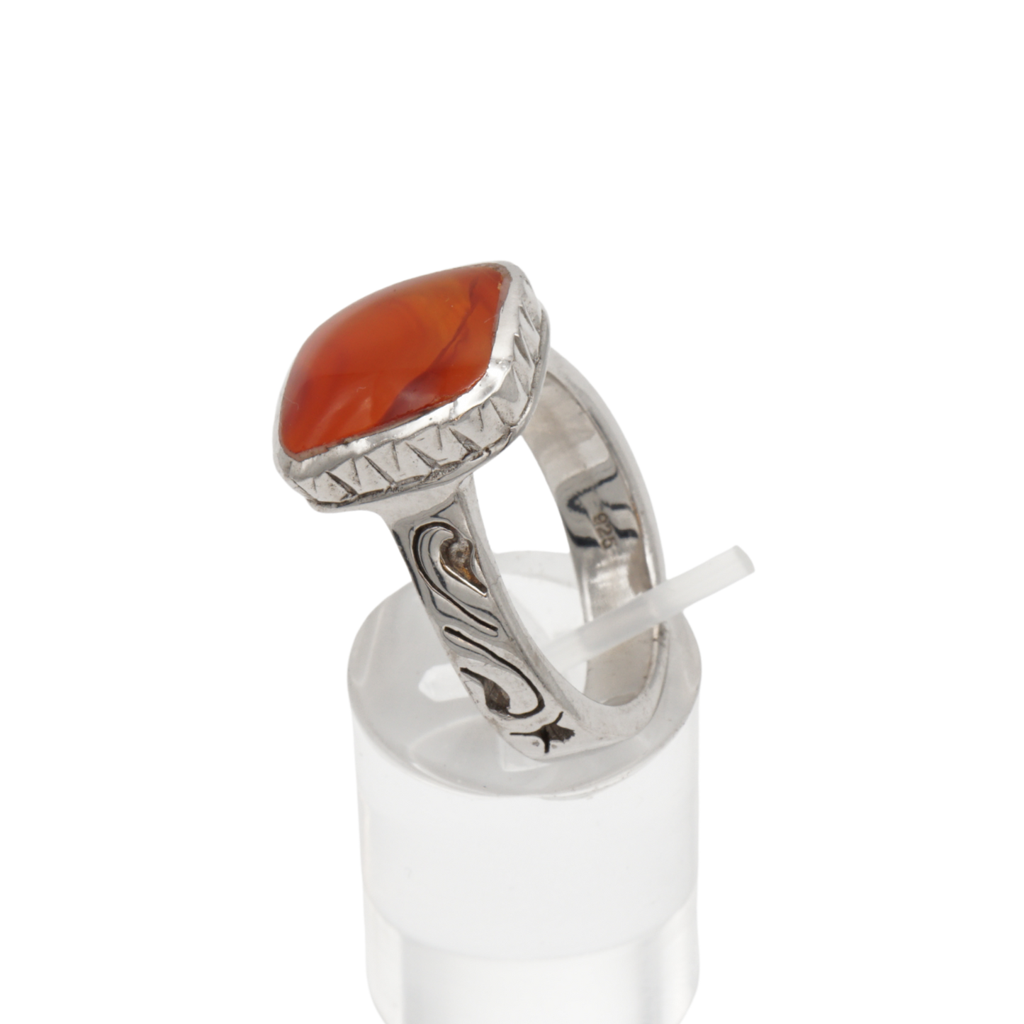 925 Silber Herren Aqeeq Ring Yamani - Jemen-Achat - Massiv