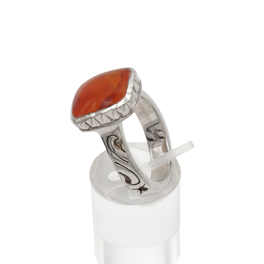 925 Silber Herren Aqeeq Ring Yamani - Jemen-Achat - Massiv