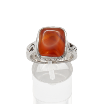 925 Silber Herren Aqeeq Ring Yamani - Jemen-Achat - Massiv