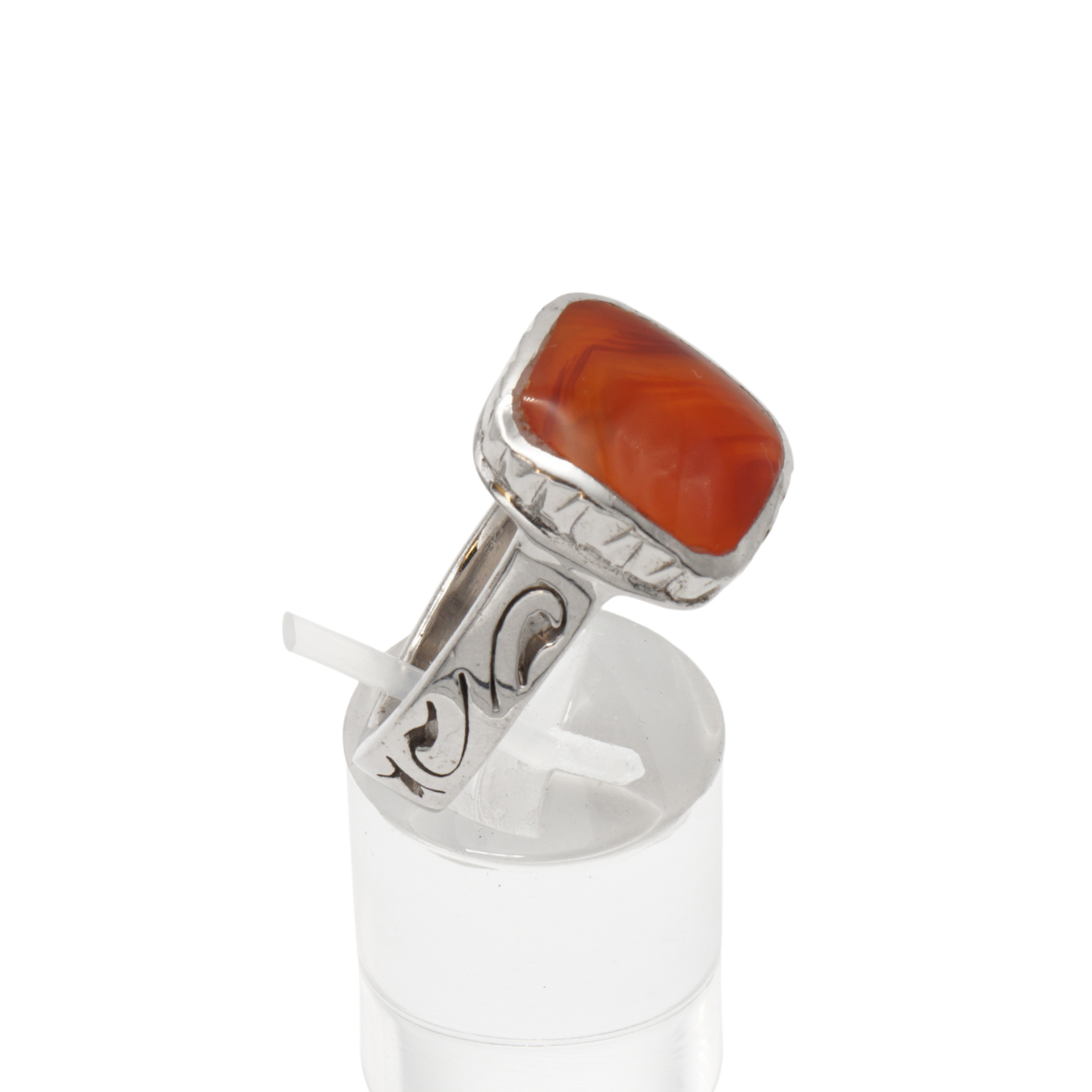 925 Silber Herren Aqeeq Ring Yamani - Jemen-Achat - Massiv