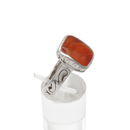 925 Silber Herren Aqeeq Ring Yamani - Jemen-Achat - Massiv