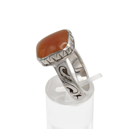 925 Silber Herren Aqeeq Ring Yamani - Jemen-Achat  - Massiv