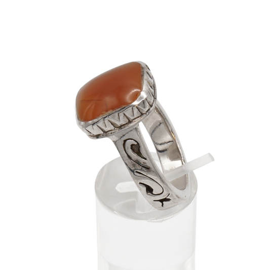 925 Silber Herren Aqeeq Ring Yamani - Jemen-Achat  - Massiv