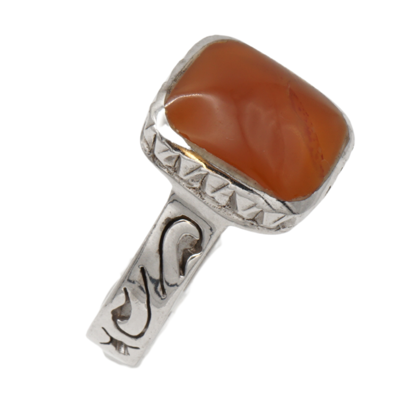 925 Silber Herren Aqeeq Ring Yamani - Jemen-Achat  - Massiv