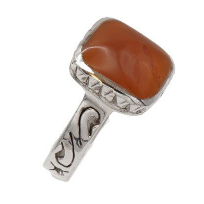 925 Silber Herren Aqeeq Ring Yamani - Jemen-Achat  - Massiv