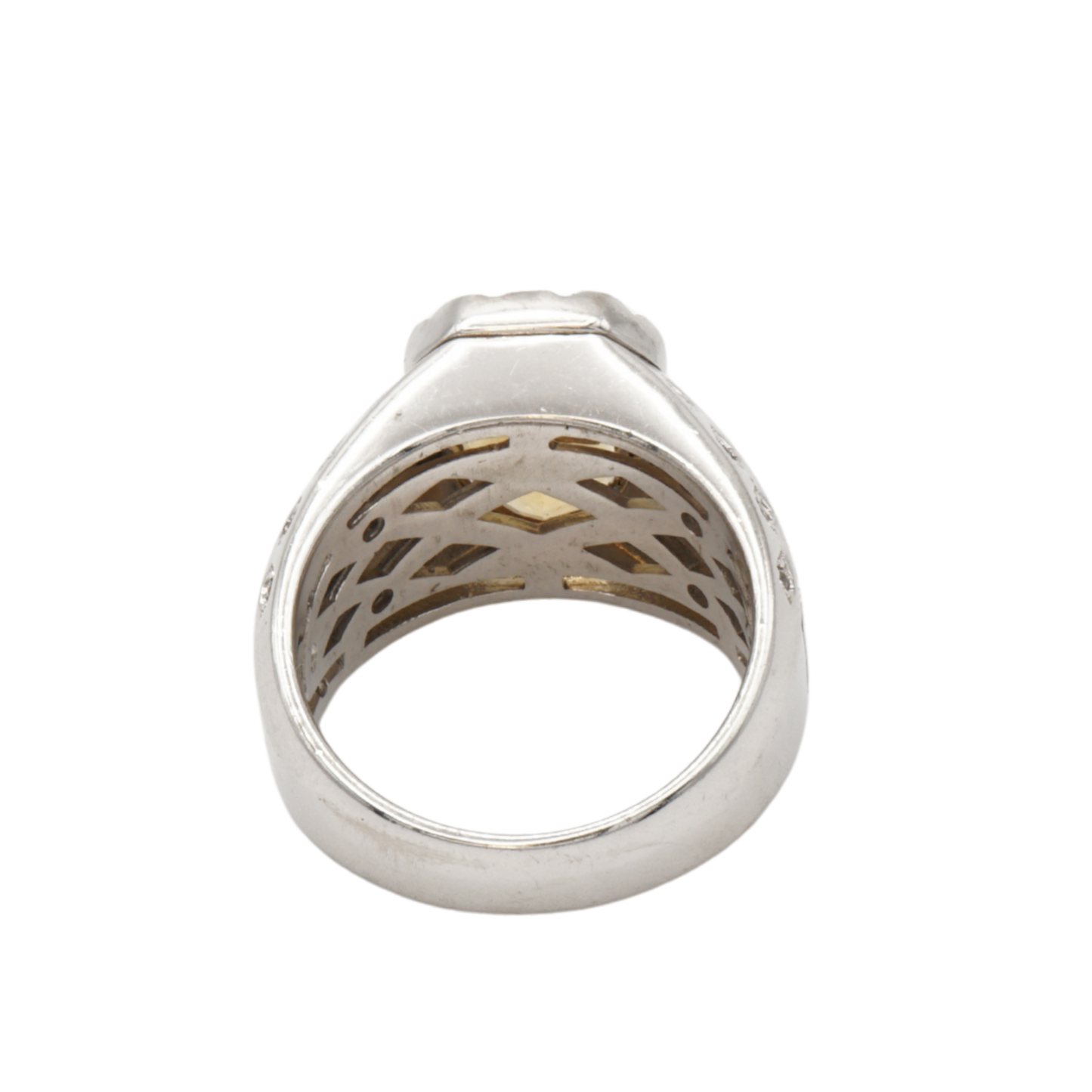 Massiver 925 Silberring mit echtem Citrin und 16 Zirkonia-Steinen – Handarbeit