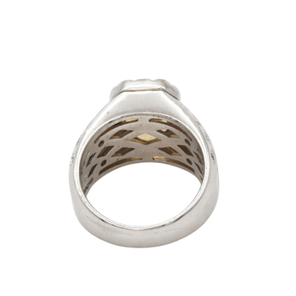 Massiver 925 Silberring mit echtem Citrin und 16 Zirkonia-Steinen – Handarbeit