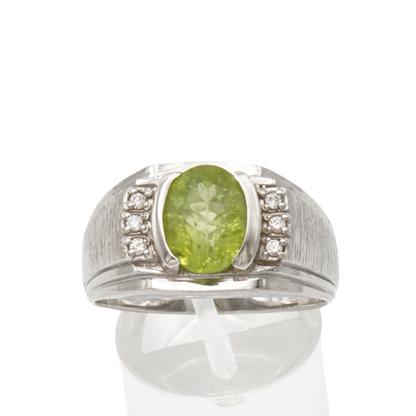 925 Silberring mit echtem Peridot und 6 Zikronia-Steinen
