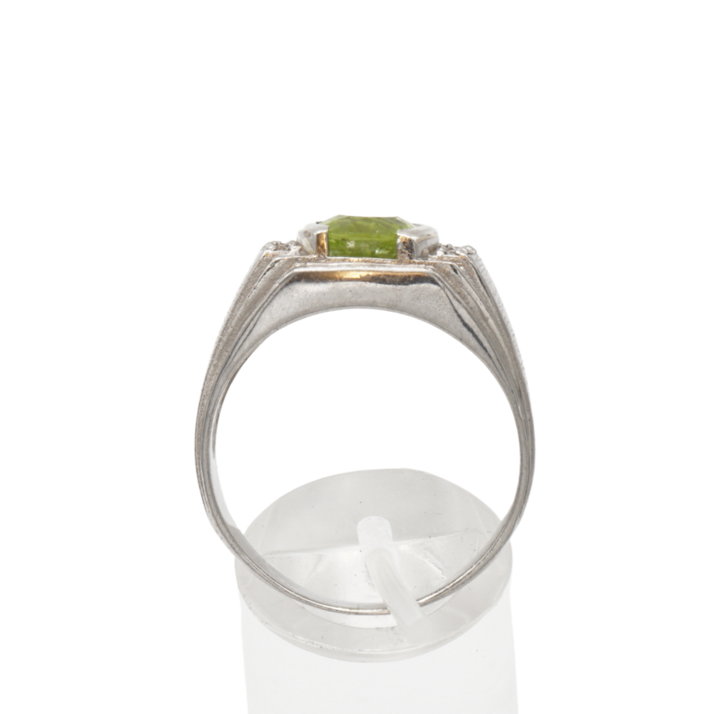 925 Silberring mit echtem Peridot und 6 Zikronia-Steinen