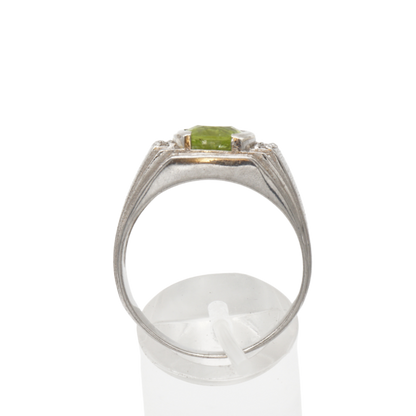 925 Silberring mit echtem Peridot und 6 Zikronia-Steinen