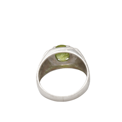 925 Silberring mit echtem Peridot und 6 Zikronia-Steinen