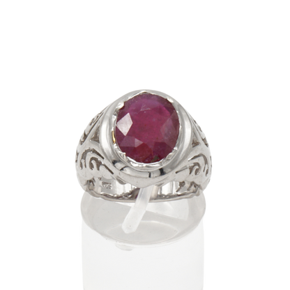 925 Silberring mit echtem Rubin – Handarbeit