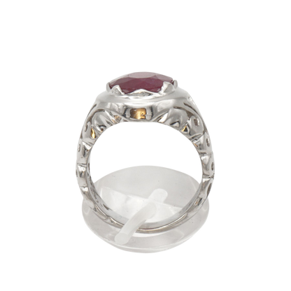 925 Silberring mit echtem Rubin – Handarbeit