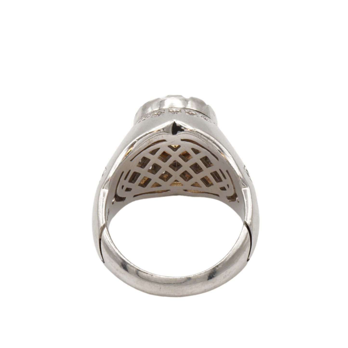 Massiver 925 Silberring mit echtem Citrin und 29 Zirkonia Steinen - Handarbeit