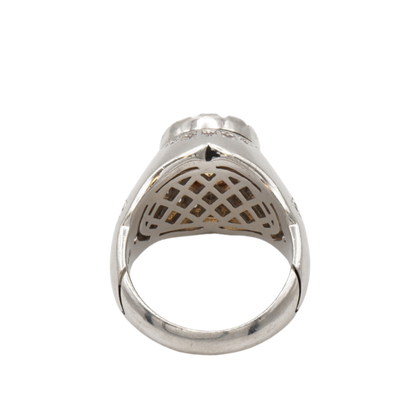 Massiver 925 Silberring mit echtem Citrin und 29 Zirkonia Steinen - Handarbeit