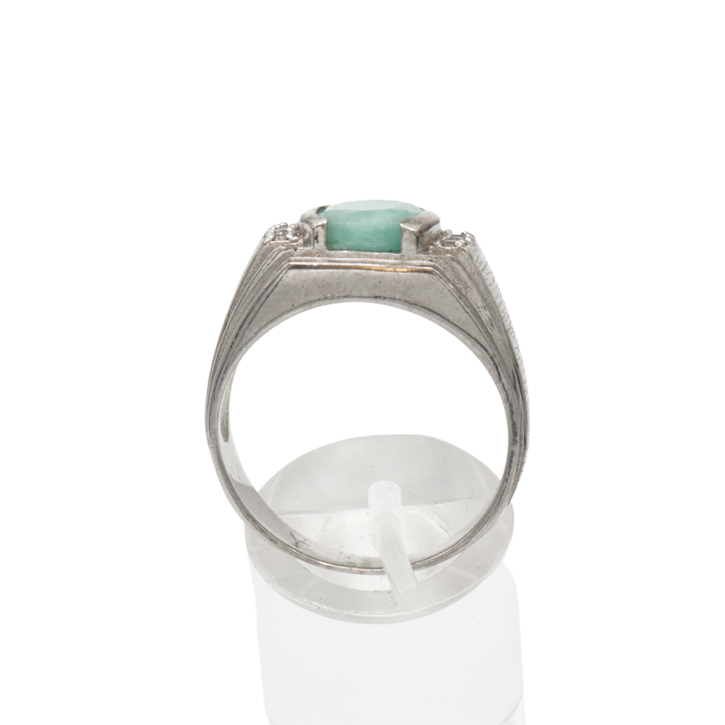 925 Silberring mit echtem Aventurin und 6 Zirkonia-Steinen