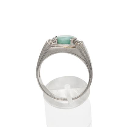 925 Silberring mit echtem Aventurin und 6 Zirkonia-Steinen