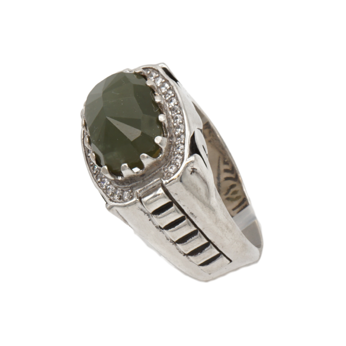 Massiver 925 Silberring mit Jade – Handarbeit