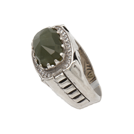 Massiver 925 Silberring mit Jade – Handarbeit