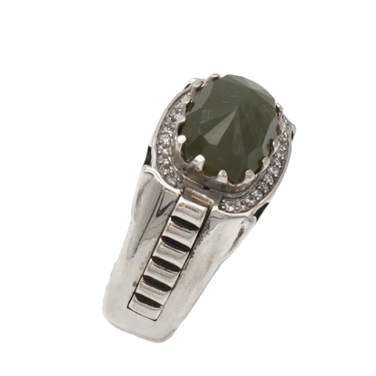 Massiver 925 Silberring mit Jade – Handarbeit