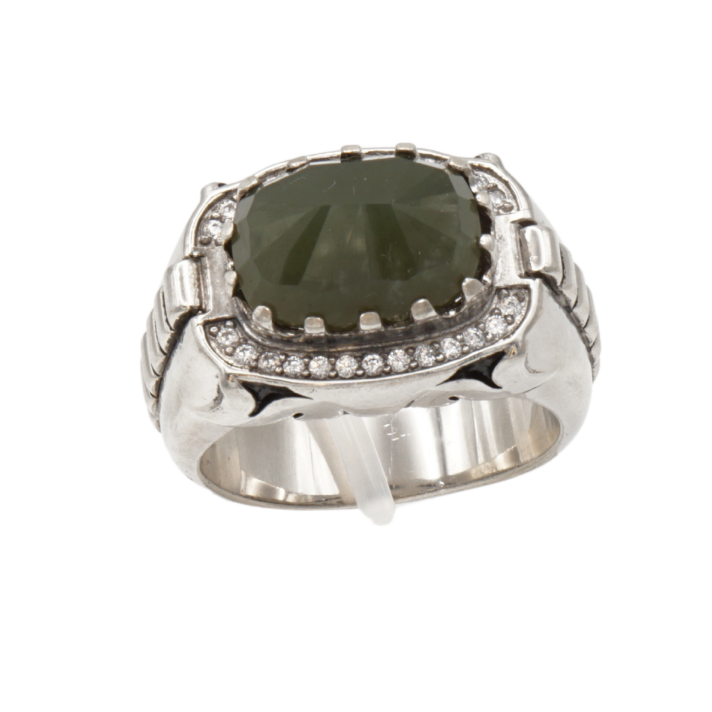 Massiver 925 Silberring mit Jade – Handarbeit