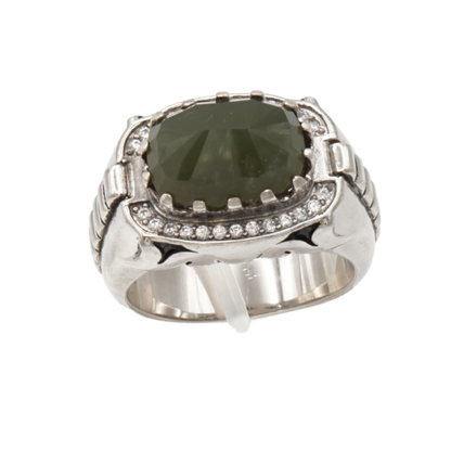 Massiver 925 Silberring mit Jade – Handarbeit