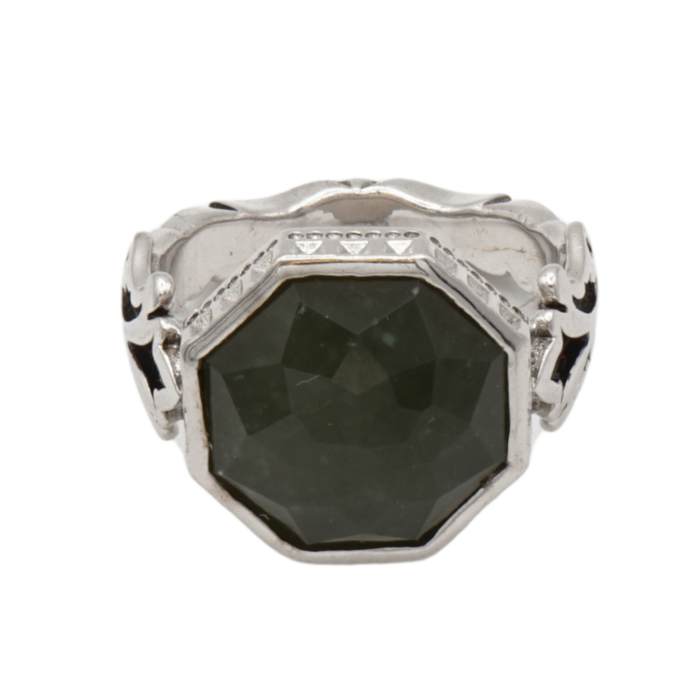 925 Silberring mit natürlicher Jade – Handarbeit