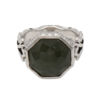 925 Silberring mit natürlicher Jade – Handarbeit