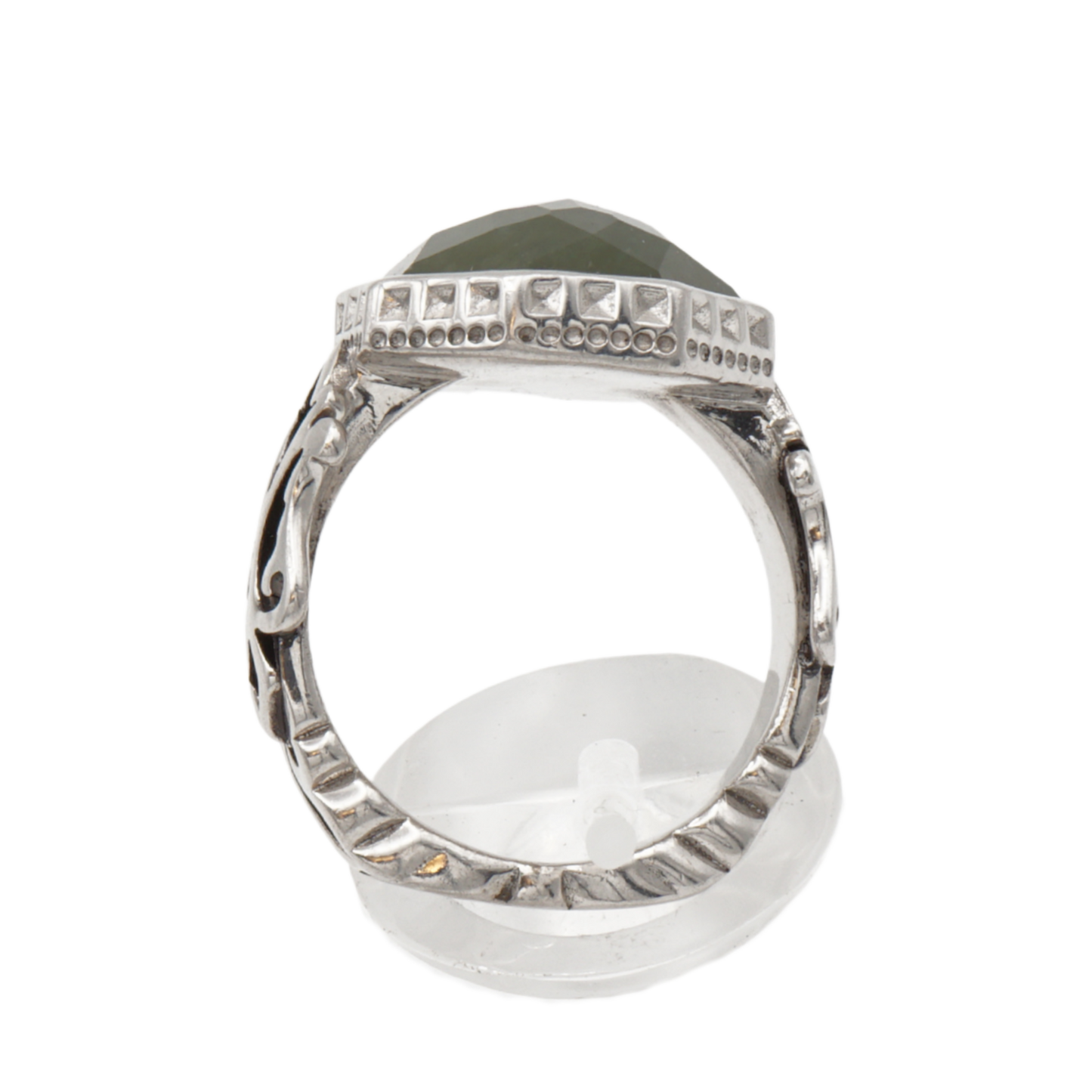 925 Silberring mit natürlicher Jade – Handarbeit