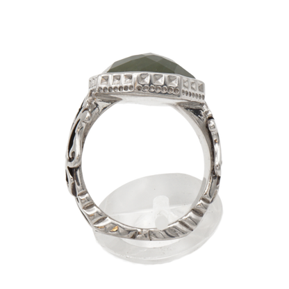 925 Silberring mit natürlicher Jade – Handarbeit