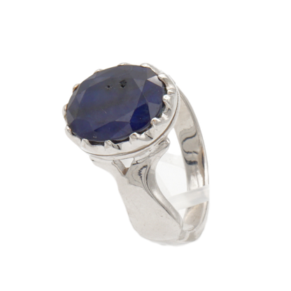 925 Silberring mit natürlichem Saphir