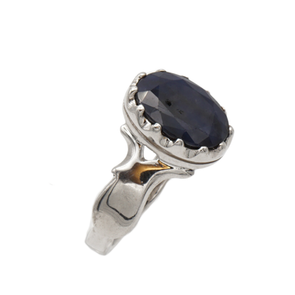 925 Silberring mit natürlichem Saphir